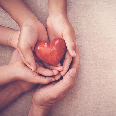 few hands holding a heart