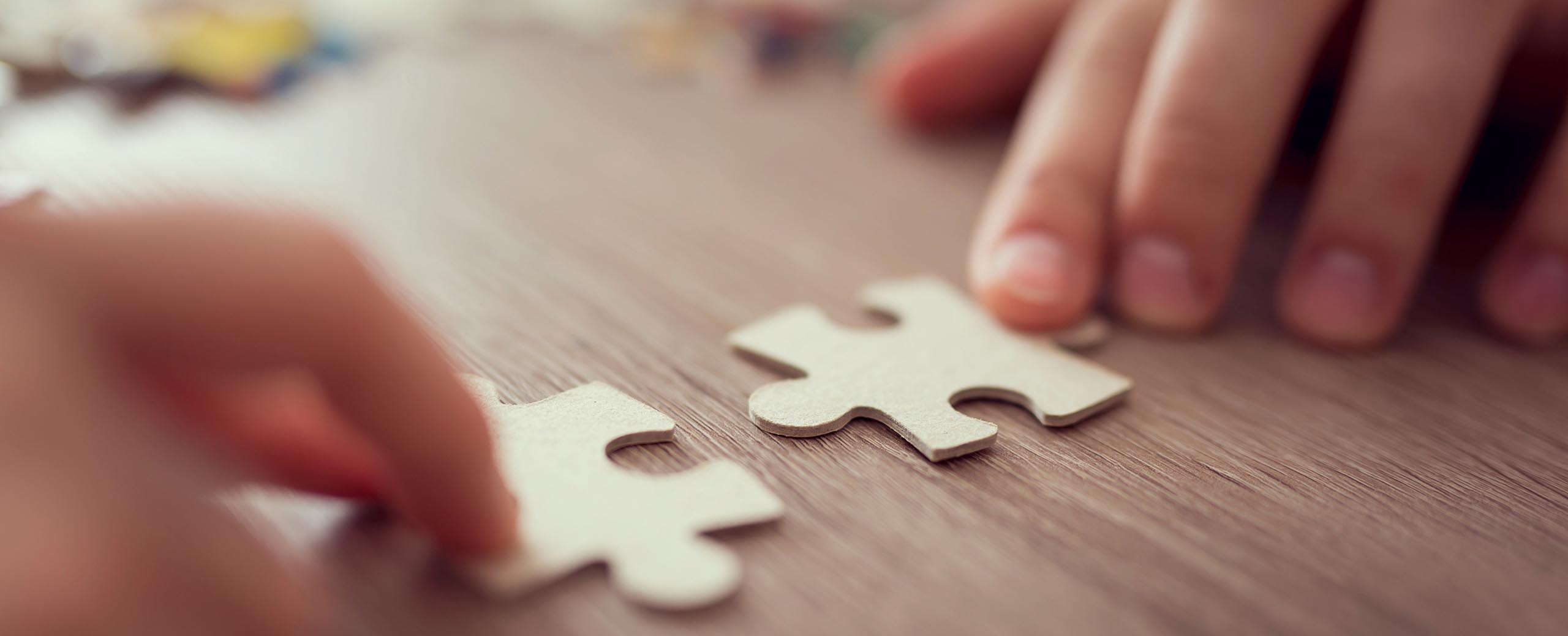 pieces of a puzzle on a table